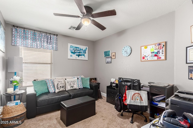 1950 E Dust Devil Dr, San Tan Valley, AZ 85143 - living area featuring a ceiling fan and carpet