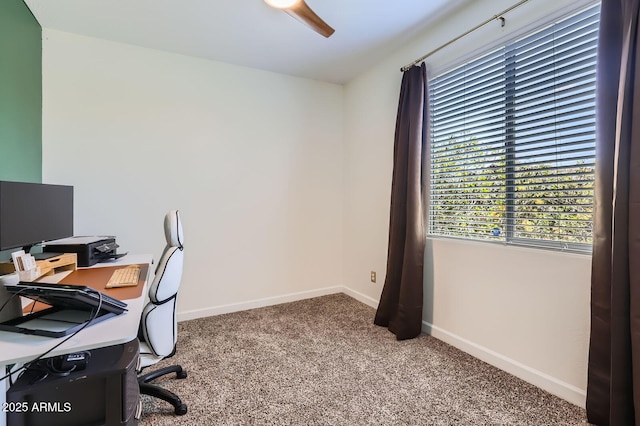 23730 W Hess Ave, Buckeye, AZ 85326 - office area featuring carpet flooring, baseboards, and a ceiling fan