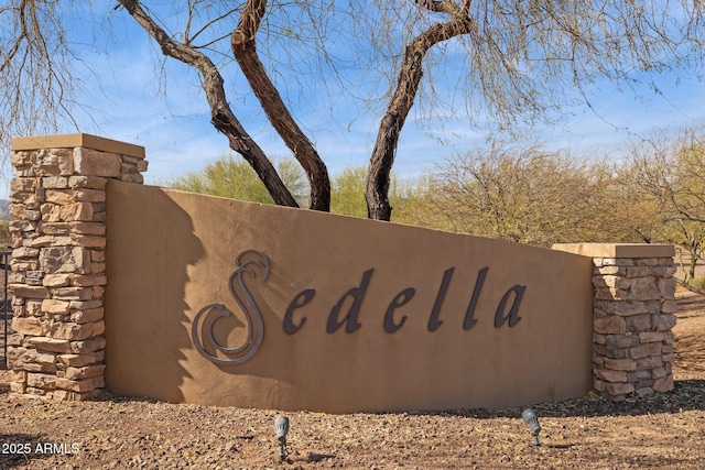 view of community sign