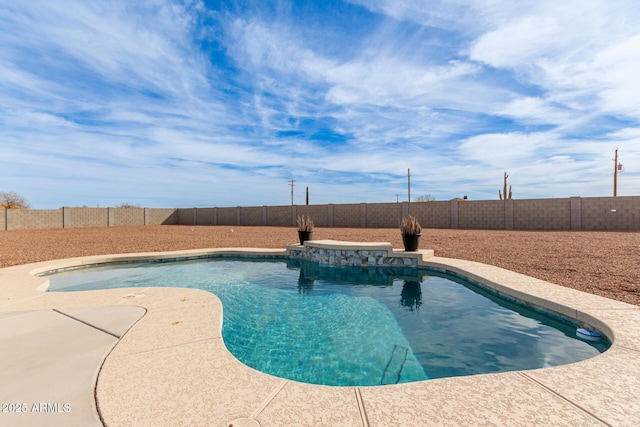 view of pool with a fenced backyard and a fenced in pool