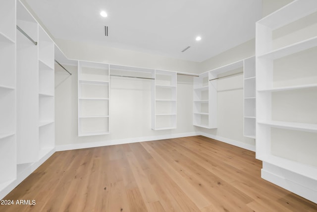 spacious closet with light wood-type flooring