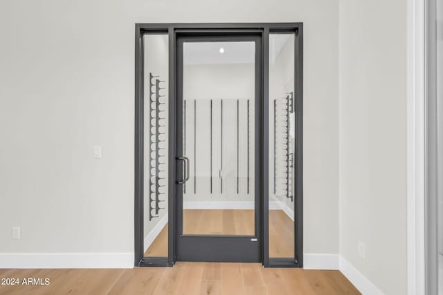 entryway with hardwood / wood-style floors