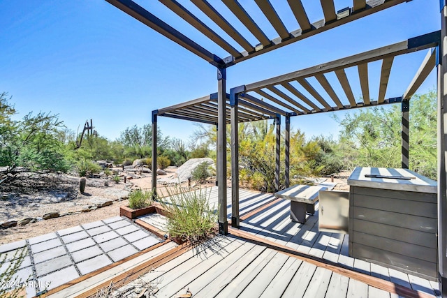 wooden terrace featuring a pergola