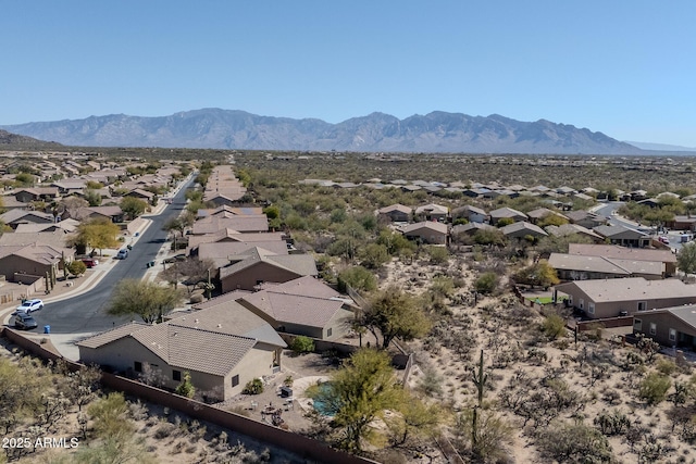 birds eye view of property featuring a residential view and a mountain view