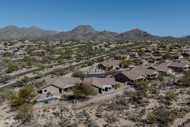 bird's eye view with a residential view and a mountain view