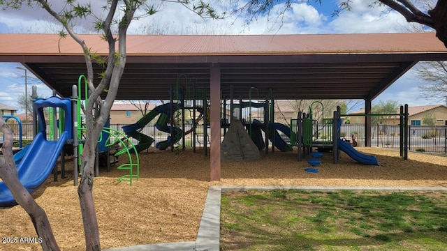 community play area with fence