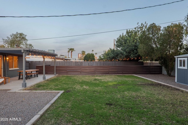 view of yard featuring a patio and a pergola