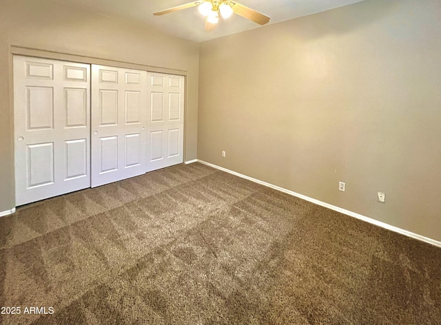 3421 W Warren Dr, Anthem, AZ 85086 - unfurnished bedroom with baseboards, a ceiling fan, a closet, and carpet