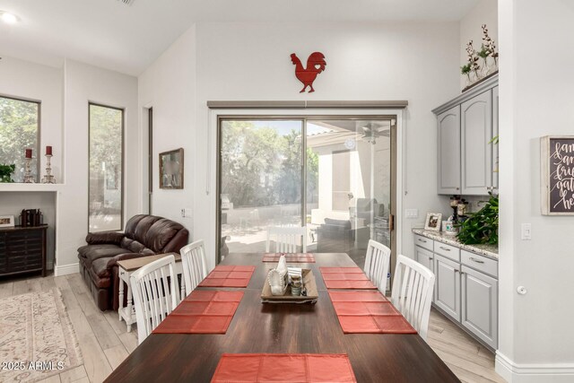 dining area featuring light wood-style floors and a wealth of natural light