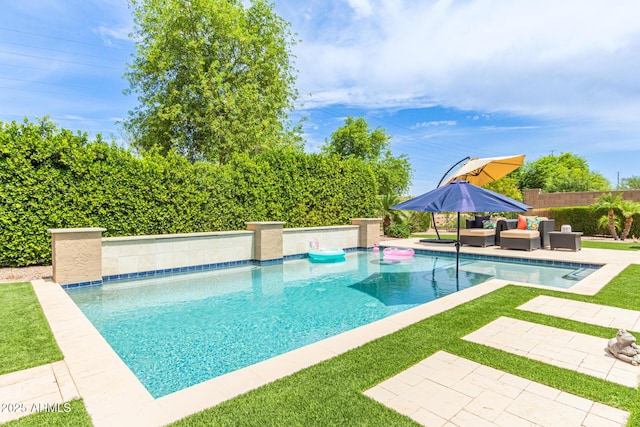 3400 S Whetstone Pl, Chandler, AZ 85286 - view of swimming pool featuring an outdoor living space and a patio