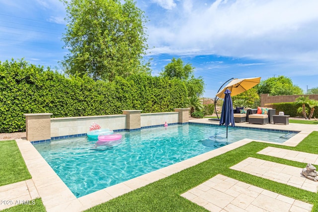 3400 S Whetstone Pl, Chandler, AZ 85286 - view of pool with an outdoor living space and a patio area
