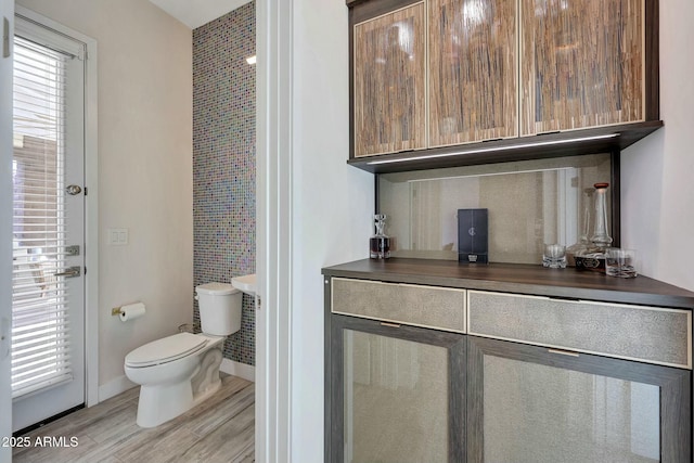 bathroom with wood-type flooring and toilet