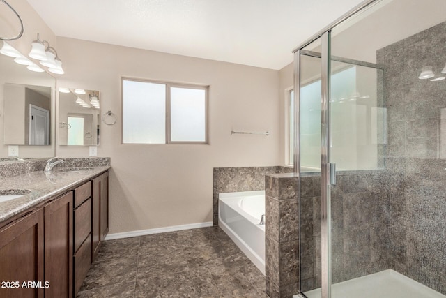 4151 Big Bend St, Sierra Vista, AZ 85650 - bathroom with a shower stall, a garden tub, and double vanity