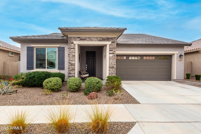 prairie-style house with a garage