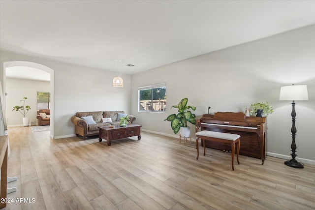 sitting room featuring light wood-type flooring