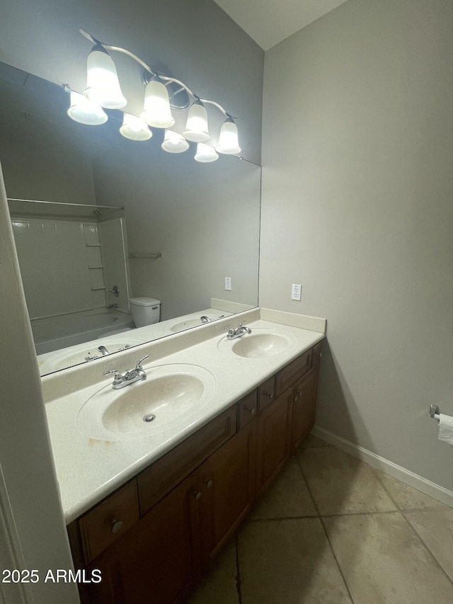 bathroom featuring tile patterned floors, toilet, and vanity