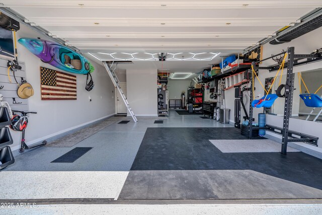 garage with baseboards