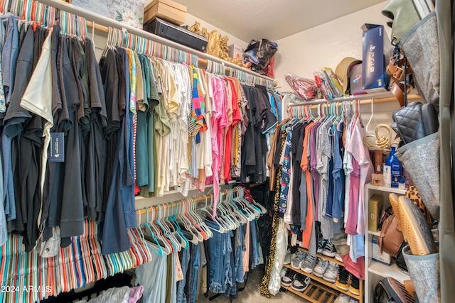 walk in closet featuring carpet