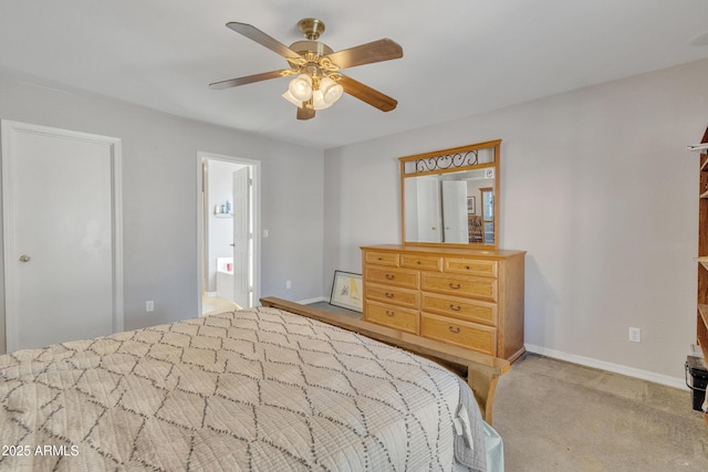 5769 E Good Pasture Ln, Florence, AZ 85132 - bedroom featuring carpet floors, connected bathroom, and a ceiling fan