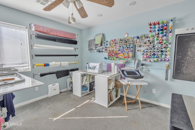 5769 E Good Pasture Ln, Florence, AZ 85132 - carpeted office featuring ceiling fan and baseboards