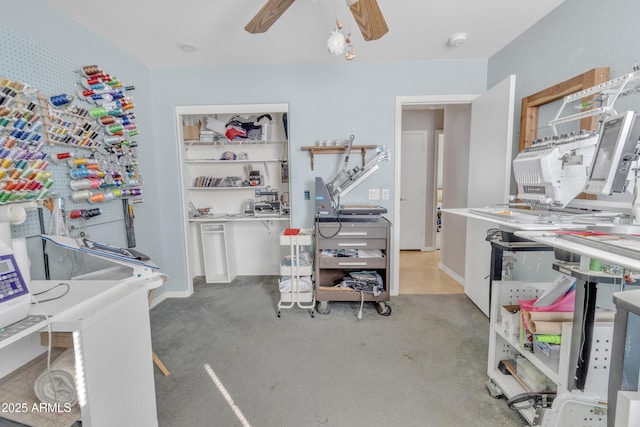 5769 E Good Pasture Ln, Florence, AZ 85132 - office area featuring ceiling fan and baseboards