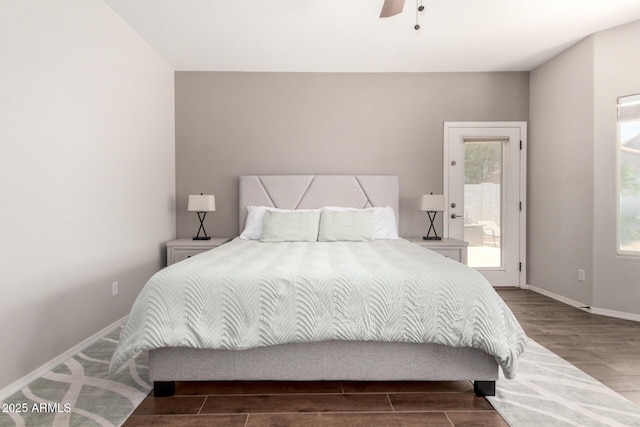 3719 E Sandy Way, Gilbert, AZ 85297 - bedroom featuring dark wood-style flooring and a ceiling fan