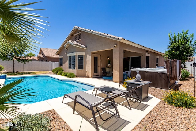 3719 E Sandy Way, Gilbert, AZ 85297 - view of pool with a hot tub, a patio, and a fenced backyard