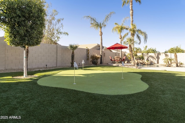 view of community with a patio area