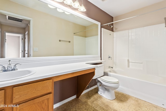 full bathroom with vanity, toilet, and shower / bath combination