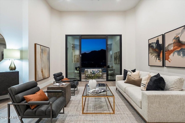 living room with hardwood / wood-style floors