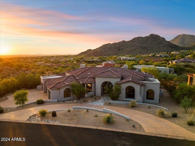 view of front facade with a mountain view