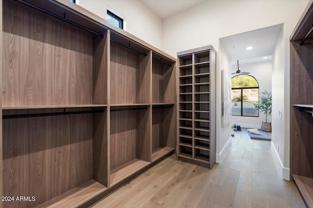 spacious closet featuring light wood-type flooring