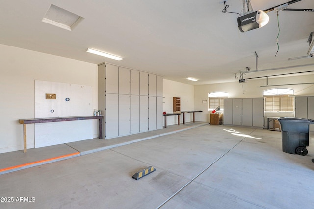 garage with a garage door opener