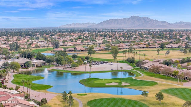 bird's eye view featuring a water and mountain view