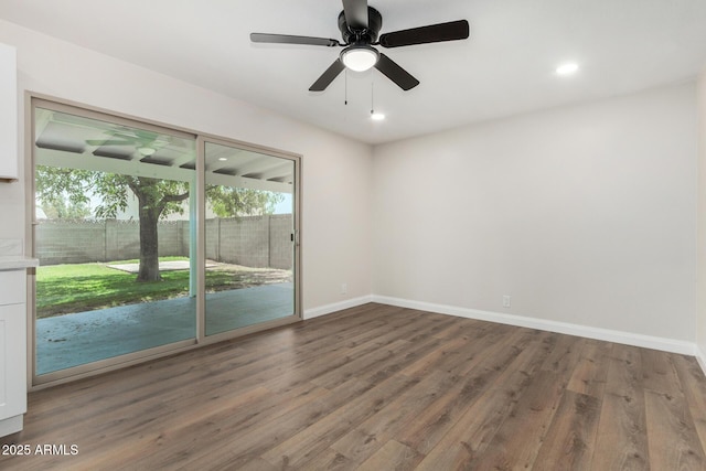 556 S Forest, Mesa, AZ 85204 - unfurnished room with plenty of natural light, wood finished floors, recessed lighting, and ceiling fan