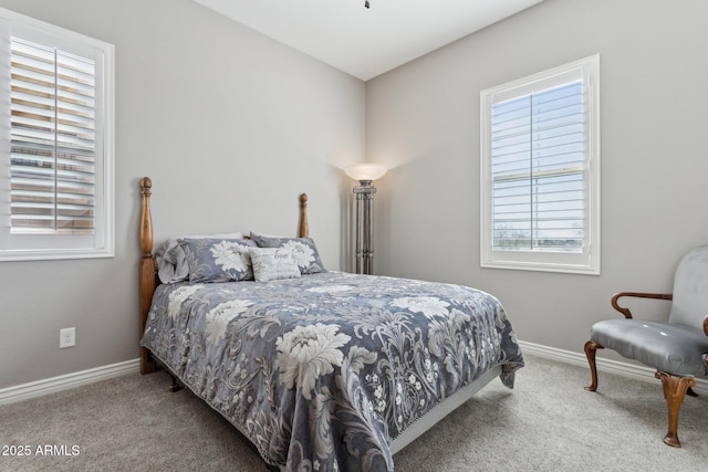 carpeted bedroom with multiple windows