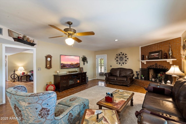 23265 S Via Del Arroyo, Queen Creek, AZ 85142 - living area featuring ceiling fan, tile patterned flooring, and baseboards