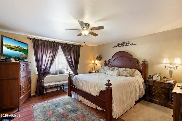 23265 S Via Del Arroyo, Queen Creek, AZ 85142 - bedroom with light wood-style floors, a ceiling fan, and baseboards