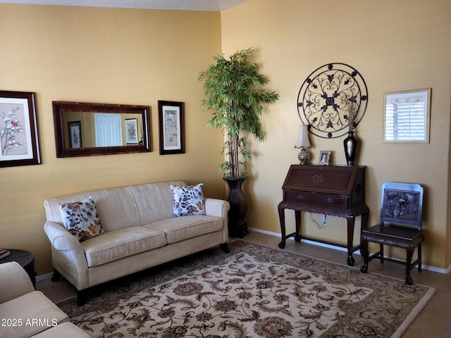 living area with baseboards