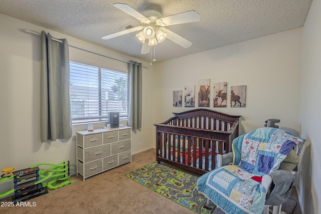5911 E Evergreen St, Mesa, AZ 85205 - bedroom with carpet floors, a textured ceiling, and ceiling fan