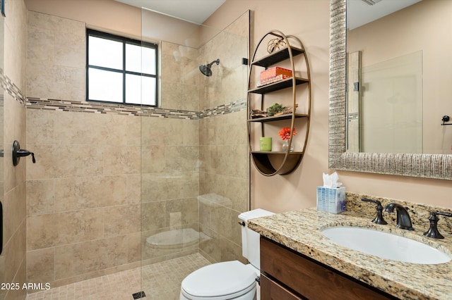 8454 E Leaning Rock Rd, Scottsdale, AZ 85266 - full bath featuring toilet, a tile shower, and vanity