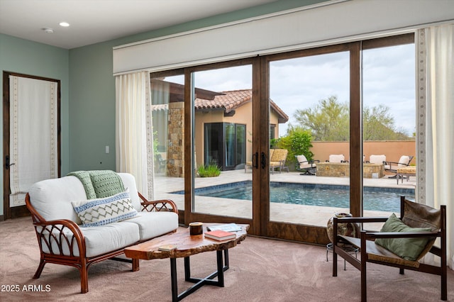 8454 E Leaning Rock Rd, Scottsdale, AZ 85266 - interior space featuring french doors, carpet, plenty of natural light, and recessed lighting