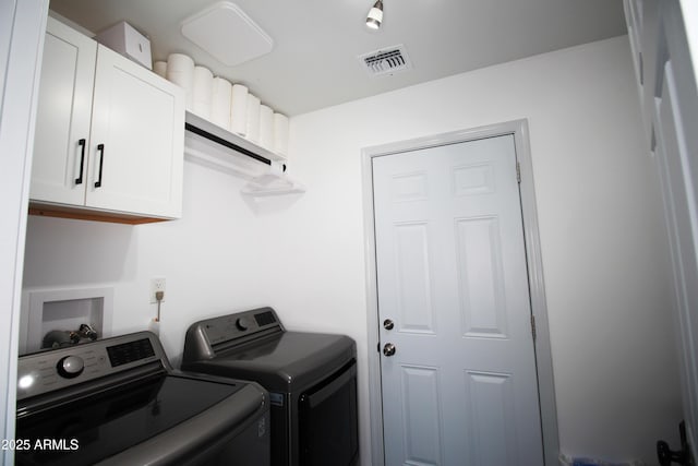 laundry room featuring cabinets and separate washer and dryer