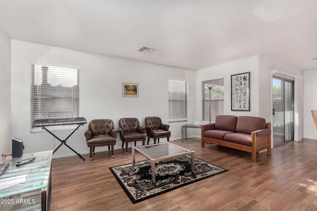 living room with hardwood / wood-style floors