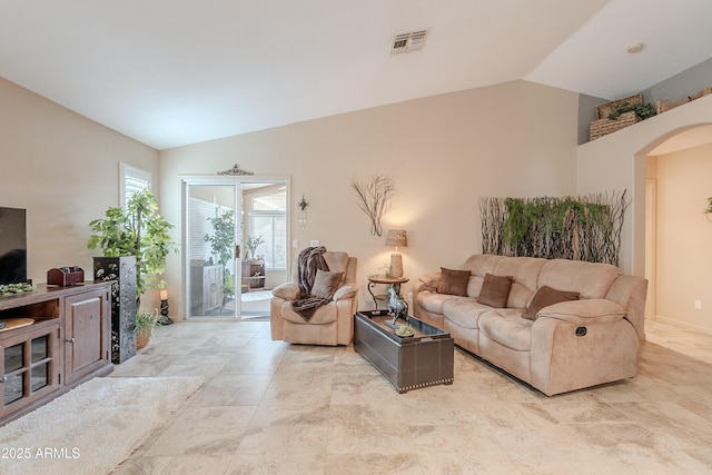 490 W Encinas St, Gilbert, AZ 85233 - living area with lofted ceiling and arched walkways