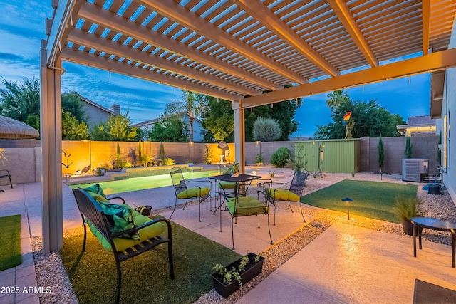 490 W Encinas St, Gilbert, AZ 85233 - fenced backyard featuring cooling unit and a patio