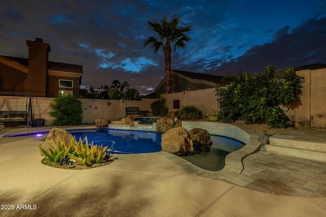 9678 E Voltaire Dr, Scottsdale, AZ 85260 - view of swimming pool with a jacuzzi, a fenced backyard, and a patio