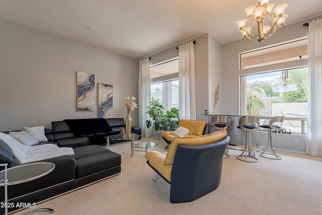 9678 E Voltaire Dr, Scottsdale, AZ 85260 - carpeted living area with a chandelier