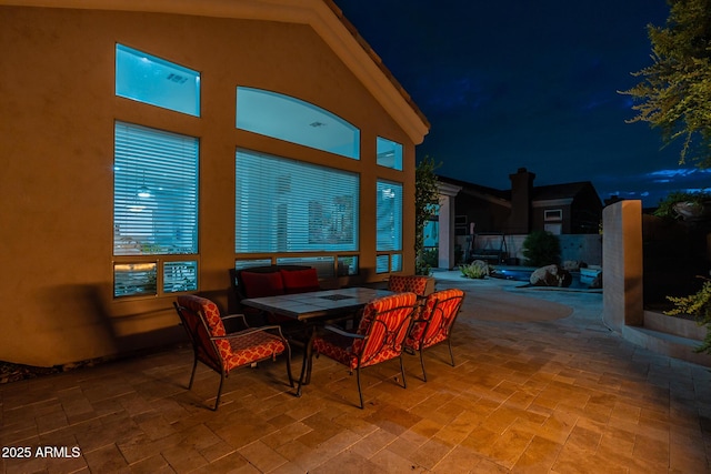 9678 E Voltaire Dr, Scottsdale, AZ 85260 - patio at twilight with a patio area and outdoor dining space