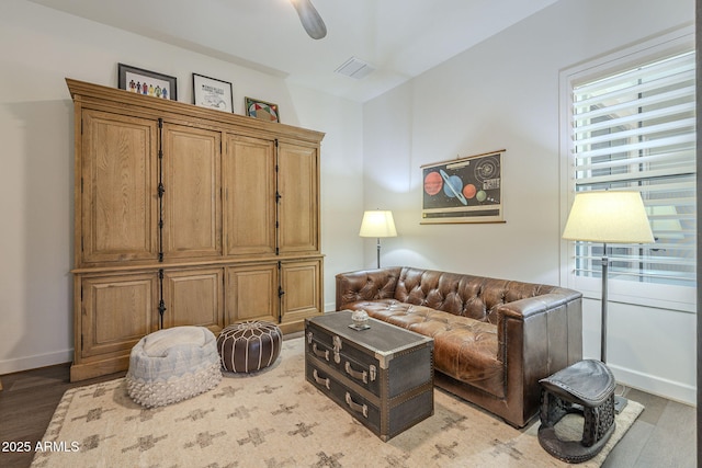 living room with wood-type flooring